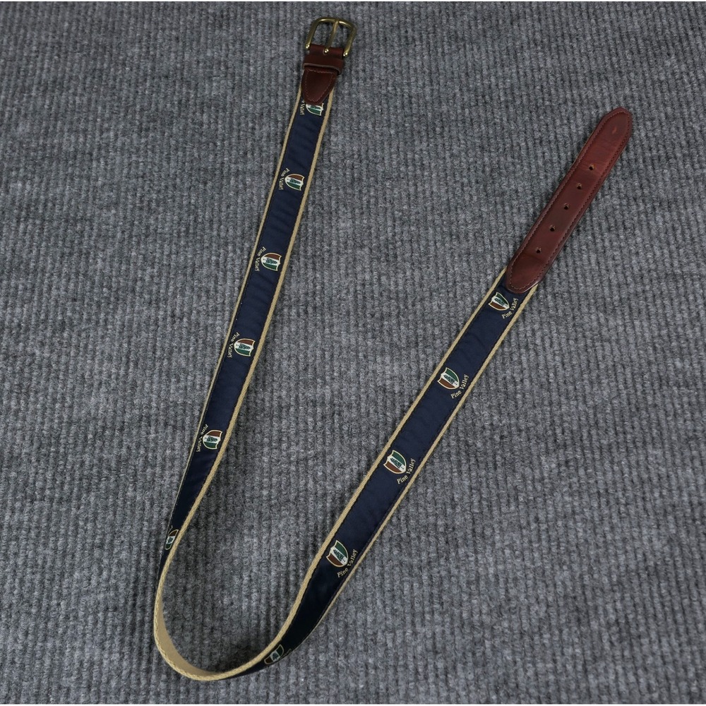 YRI Pine Valley Golf Club Ribbon Belt Mens 42 Navy Leather Trim USA Made Canvas